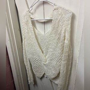 White twist back sweater